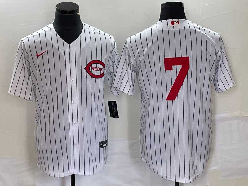 Men%27s Cincinnati Reds #7 Spencer Steer White 2022 Field of Dreams Cool Base Jersey